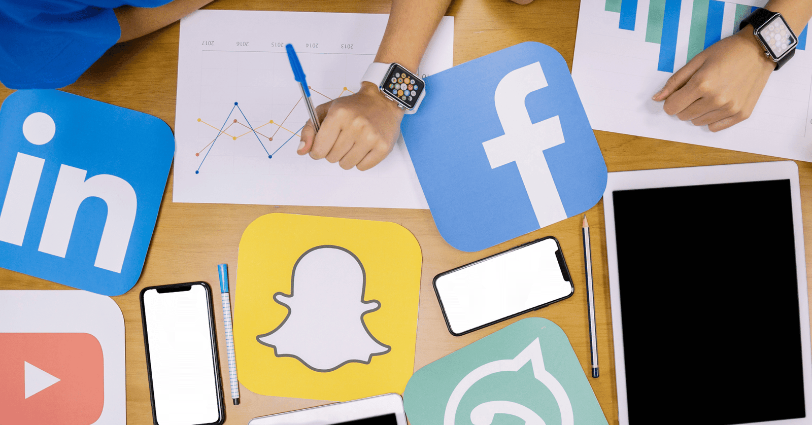 Social Media Icons on a desk