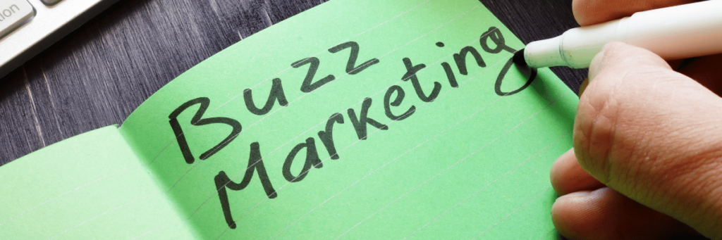 Buzz marketing written in notebook