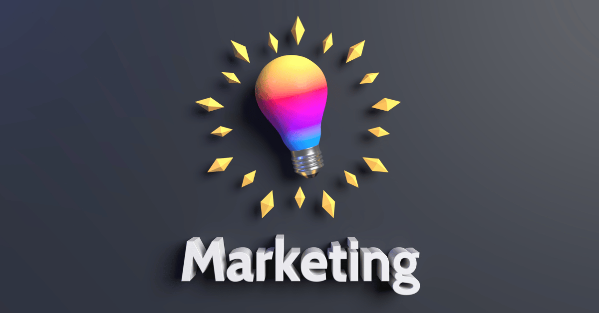 Marketing as a rainbow coloured light bulb
